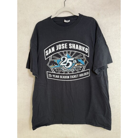 Vintage San Jose Sharks 25 Years of Teal Shirt Size XL HOCKEY - Picture 1 of 6